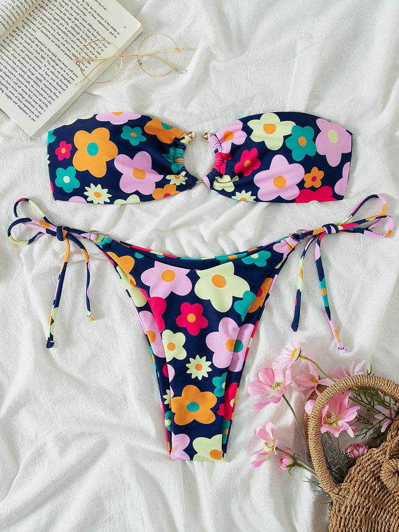 Swimsuit Women Summer Tube Top Sexy Bikini Fresh Printed Bikini Swimsuit Bella Mia